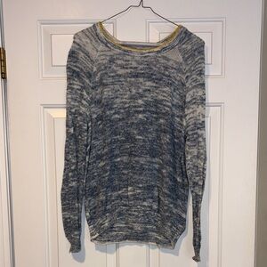 BDG Marled Gray and White Crewneck Sweater with Yellow Trim